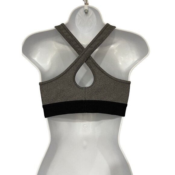 Under Armour Women's Medium Compression Sports Bra Gray & Black Criss Cross Back - Picture 4 of 6